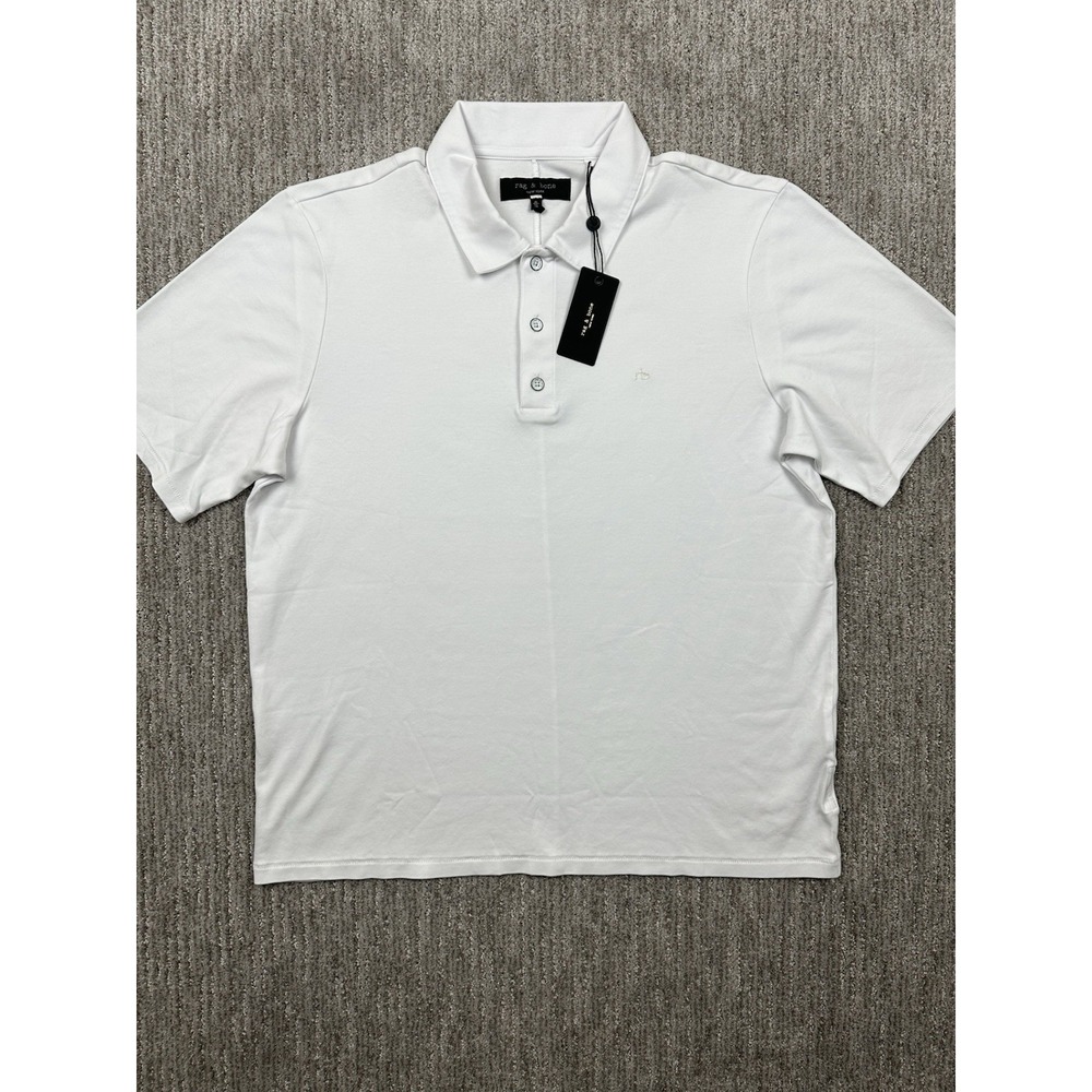 Rag & Bone White Pure Pima Polo Cotton Shirt Men's Size XL $150 NWT